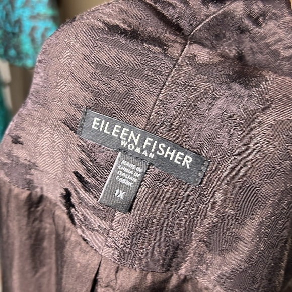 Eileen Fisher Women Brown Open Front Lagenlook Silk Blend Dinner Jacket Size 1X - Picture 6 of 8